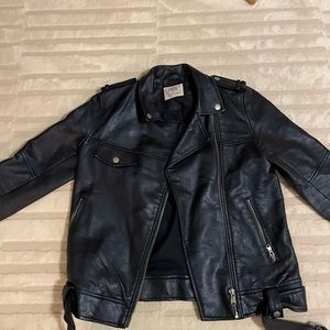 Zara kids blue faux, leather jacket